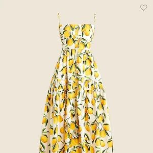 A-Line Lemon Pattern Midi Dress